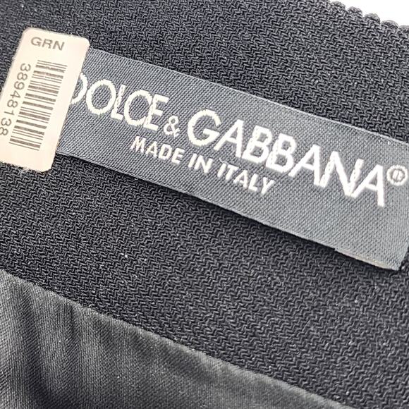 Vintage Dolce & Gabbana Black Wool Blend Blazer & Skirt Suit Set Womens Size 42 - Picture 5 of 11